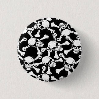 GOTHIC SKULLS CROSSBONES PATTERN 3 CM ROUND BADGE