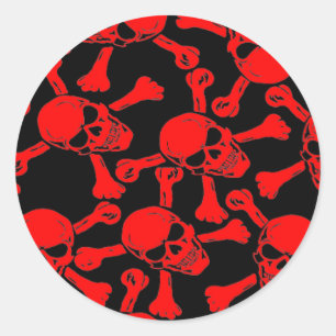 GOTHIC SKULLS CROSSBONES PATTERN CLASSIC ROUND STICKER