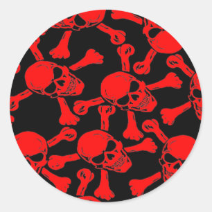 GOTHIC SKULLS CROSSBONES PATTERN CLASSIC ROUND STICKER