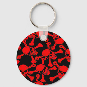 GOTHIC SKULLS CROSSBONES PATTERN KEY RING