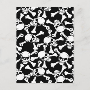 Gothic Skulls Crossbones Pattern Post Cards