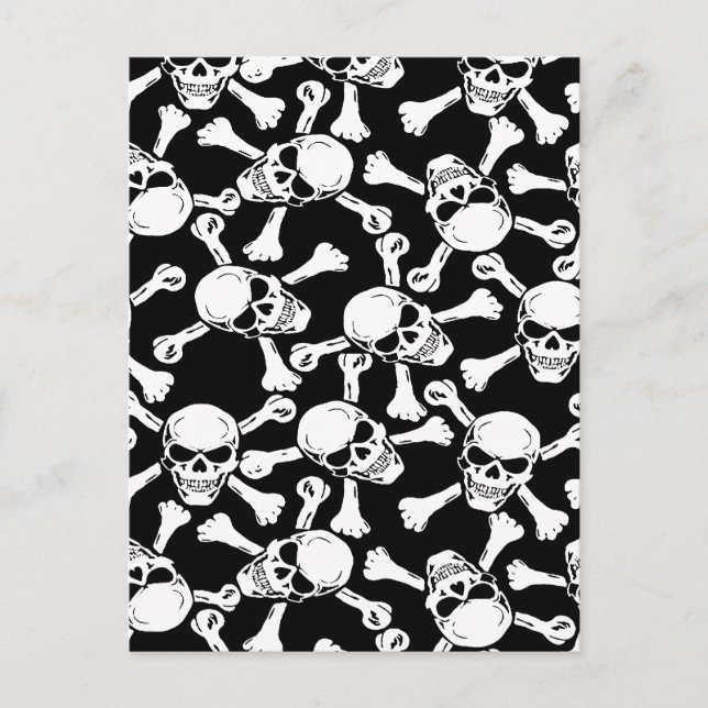 Gothic Skulls Crossbones Pattern Post Cards (Front)