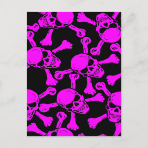 GOTHIC SKULLS CROSSBONES PATTERN POSTCARD