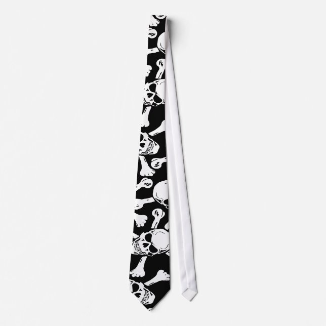 GOTHIC SKULLS CROSSBONES PATTERN TIE (Front)