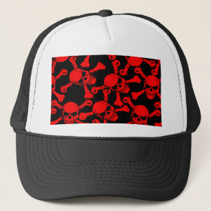 GOTHIC SKULLS CROSSBONES PATTERN TRUCKER HAT