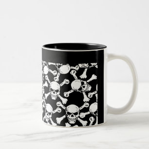 GOTHIC SKULLS CROSSBONES PATTERN Two-Tone COFFEE MUG