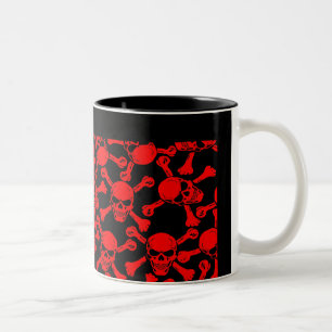 GOTHIC SKULLS CROSSBONES PATTERN Two-Tone COFFEE MUG