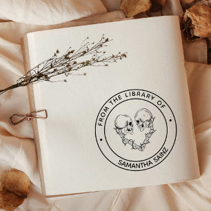 Gothic Skulls Dark From the Library of Book Rubber Stamp