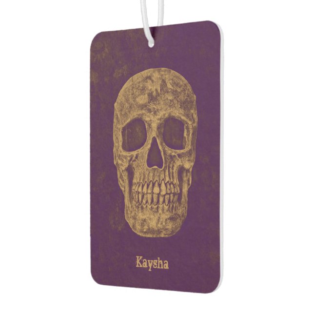 Gothic Skulls Grunge Gold Purple Cool Car Air Freshener (Left)