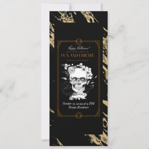 Gothic Skulls in Hats Halloween Costume Party  Invitation