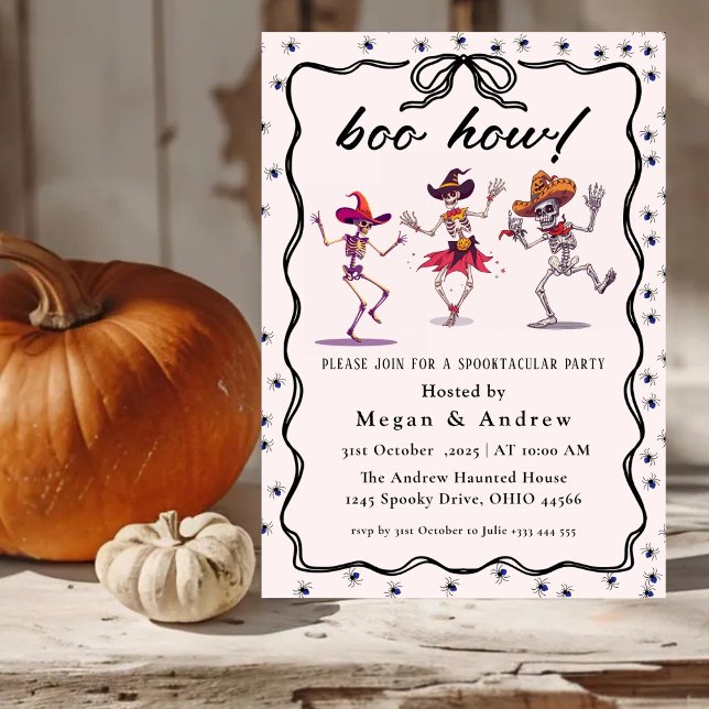 Gothic Skulls in Hats Halloween Costume Party Invitation (Creator Uploaded)
