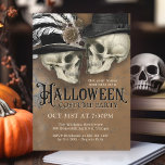 Gothic Skulls in Hats Halloween Costume Party Invitation<br><div class="desc">Plan a Victorian Gothic Halloween Costume Party with this eerie themed party invitation. It has male and female skulls dressed in fine hats with a marbled gold-brown background. Vintage typeface pairing adds authentic styling to the vintage design. The sample wording uses a bit of Halloween humour inviting your guest to...</div>