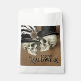 Gothic Skulls in Hats Vintage Halloween Favour Bags