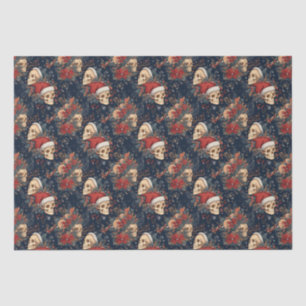 Gothic Skulls in Santa Hats Christmas Tissue Paper