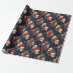 Gothic Skulls in Santa Hats Christmas Wrapping Paper<br><div class="desc">A festive gothic christmas design featuring skulls in Santa hats with traditional floral christmas decorations on a dark night sky background.</div>