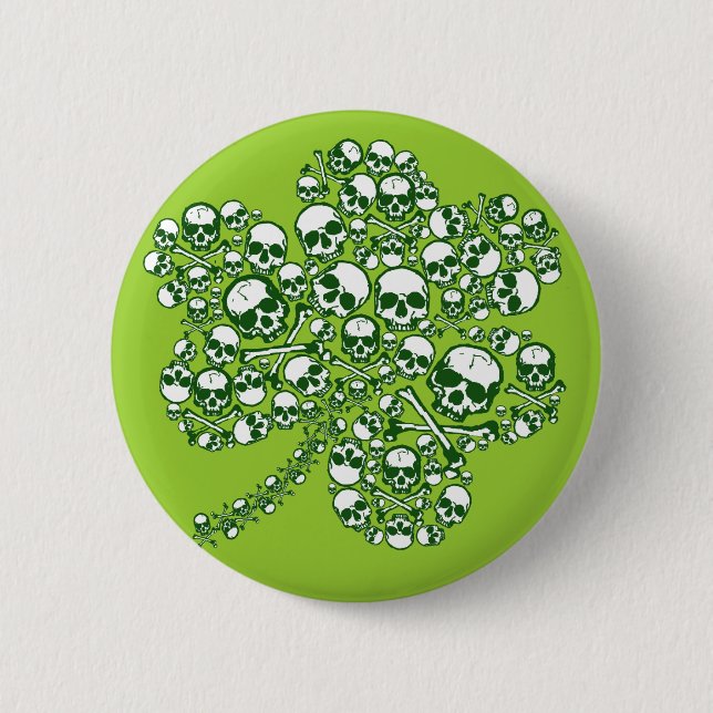 Gothic Skulls Irish Shamrock Buttons (Front)