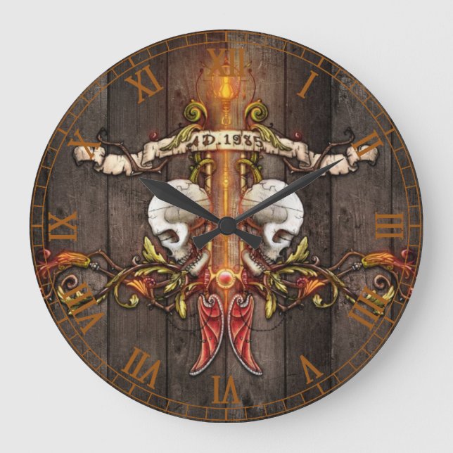 Gothic Skulls Large Clock (Front)
