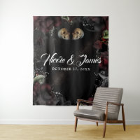 Gothic Skulls Red Black Roses Wedding Backdrop