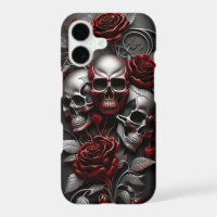 Gothic Skulls Red Roses