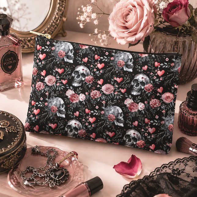 Gothic Skulls & Roses Floral Accessory Pouch (Creator Uploaded)