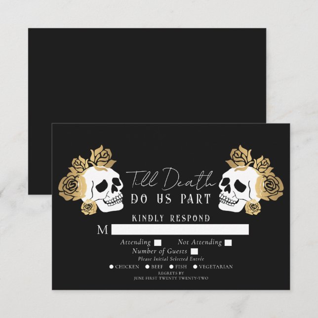 Gothic Skulls Till Death Wedding RSVP  Enclosure Card (Front/Back)