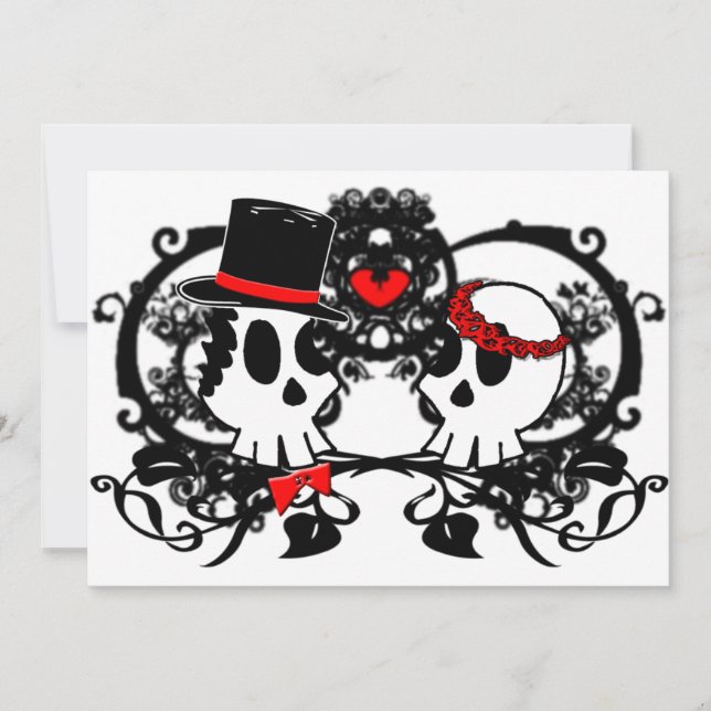 Gothic Skulls Wedding Invitation (Front)