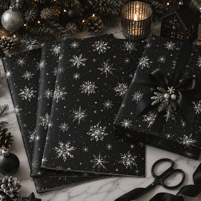 Gothic Snowflakes Spooky Christmas Wrapping Paper Sheet (Creator Uploaded)