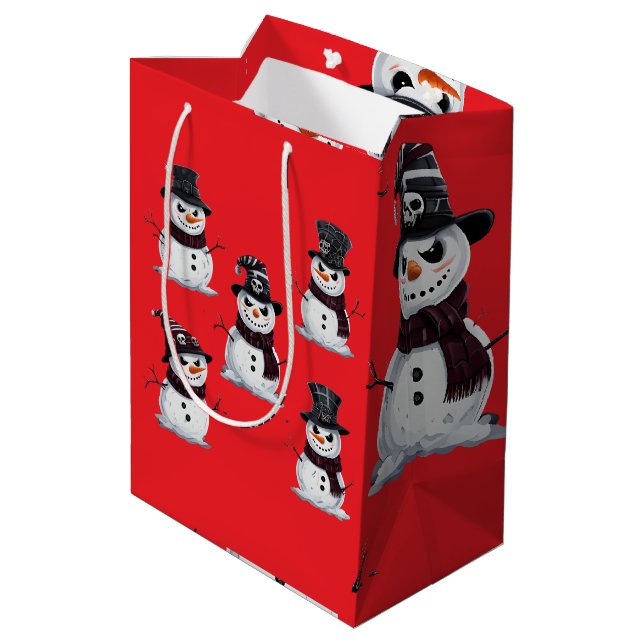 Gothic Snowman Medium Gift Bag (Back Angled)