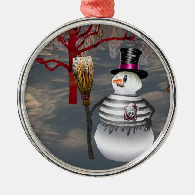 Gothic Snowman Round Ornament (Front)