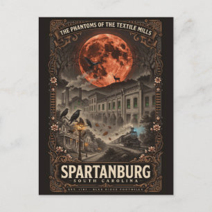 Gothic Spartanburg, SC Art Vintage Horror Travel Postcard