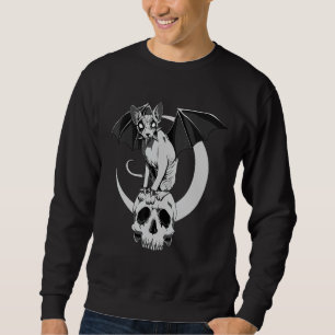 Gothic Sphynx Cat Bat Wicca Goth Skull Evil Pagan  Sweatshirt