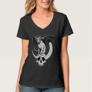Gothic Sphynx Cat Bat Wicca Goth Skull Evil Pagan T-Shirt