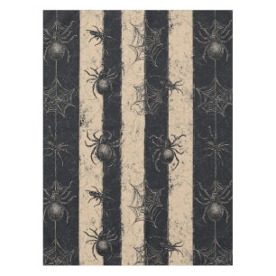 Gothic Spider and Web Striped Halloween Pattern Tablecloth