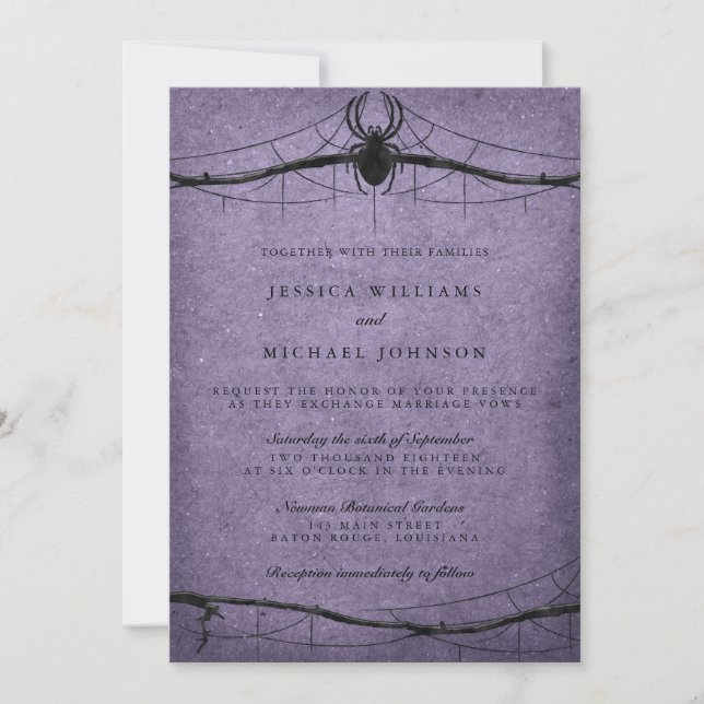 Gothic Spider Halloween Wedding Invitation (Front)