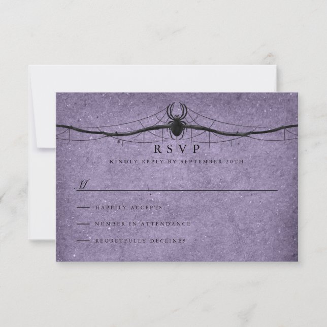 Gothic Spider Halloween Wedding RSVP (Front)