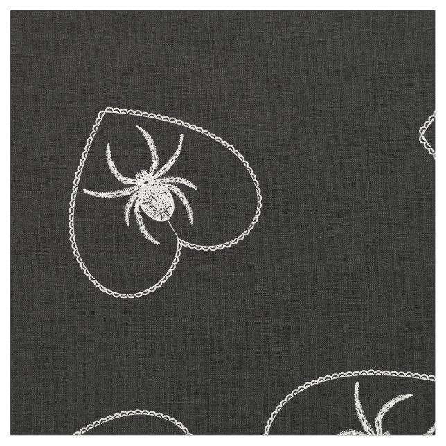 Gothic Spider Heart Toss Pattern Fabric (Close Up)
