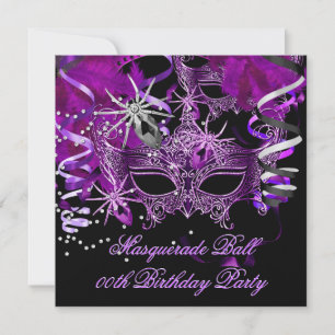 Gothic Spider Masquerade Mask Purple Black Invitation