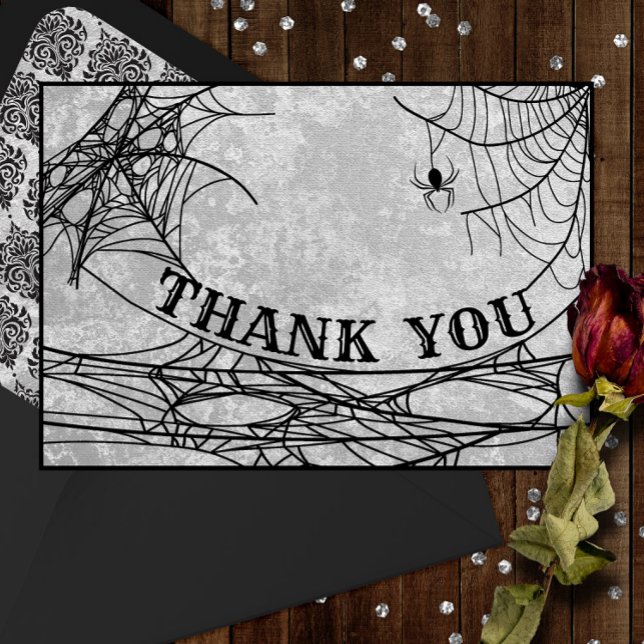 Gothic Spider Web Halloween Wedding or Shower Thank You Card (Creator Uploaded)