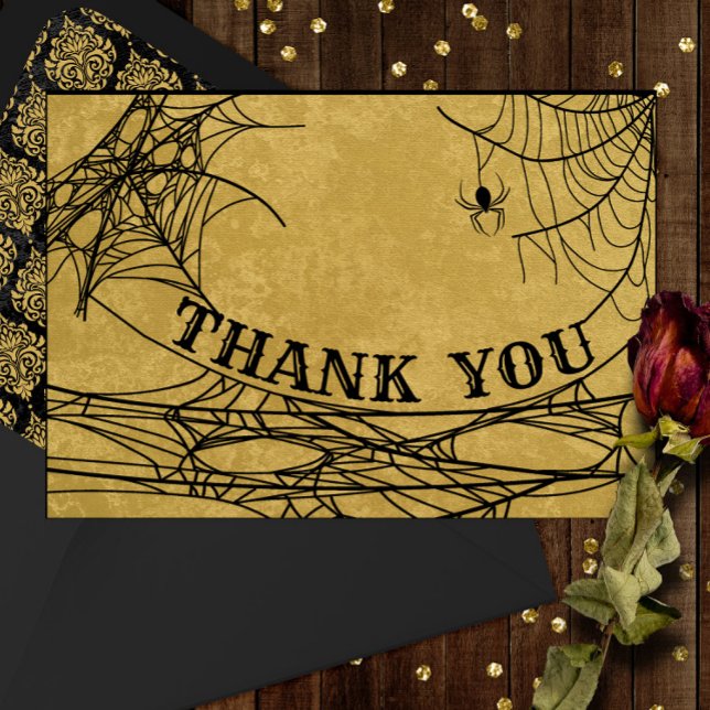 Gothic Spider Web Halloween Wedding Thank You Card (Creator Uploaded)