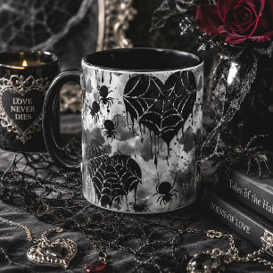 Gothic Spider Web Hearts Spooky Love Mug