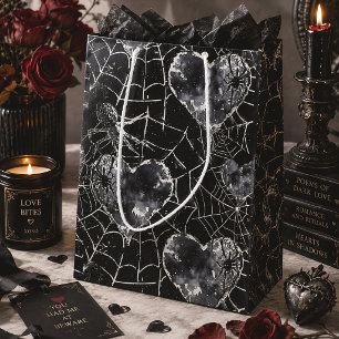 Gothic Spider Web Hearts Spooky Valentine Medium Gift Bag
