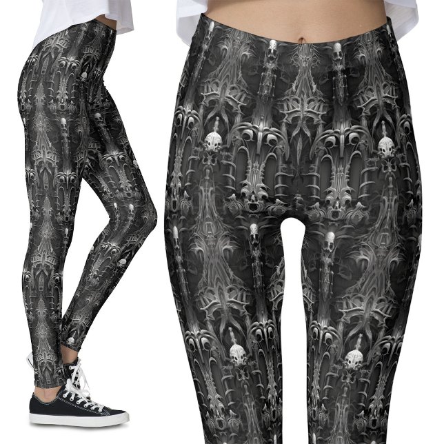 Gothic Spooky Architecture Dark Alien Spider Web Leggings (Creator Uploaded)