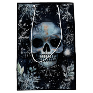 Gothic Spooky Christmas Skull Medium Gift Bag