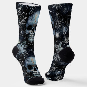 Gothic Spooky Christmas Skulls Socks