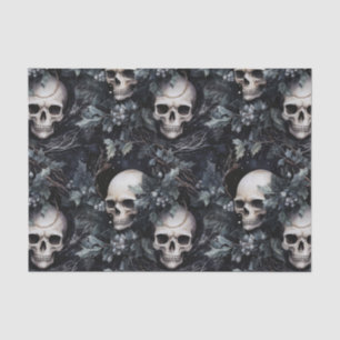 Gothic Spooky Christmas Skulls Tissue Paper