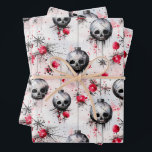 Gothic Spooky Christmas Skulls Wrapping Paper Sheet<br><div class="desc">Elevate your decorations adding a bewitching twist to the traditional festive ambiance. Dive into the darkness and celebrate Creepmas! ☠️🎄</div>