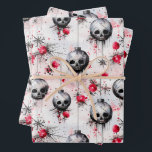 Gothic Spooky Christmas Skulls Wrapping Paper Sheet<br><div class="desc">Elevate your decorations adding a bewitching twist to the traditional festive ambiance. Dive into the darkness and celebrate Creepmas! ☠️🎄</div>