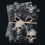 Gothic Spooky Christmas Skulls Wrapping Paper Sheet<br><div class="desc">Elevate your decorations adding a bewitching twist to the traditional festive ambiance. Dive into the darkness and celebrate Creepmas! ☠️🎄</div>