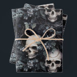 Gothic Spooky Christmas Skulls Wrapping Paper Sheet<br><div class="desc">Elevate your decorations adding a bewitching twist to the traditional festive ambiance. Dive into the darkness and celebrate Creepmas! ☠️🎄</div>