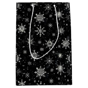 Gothic spooky christmas snowflakes medium gift bag